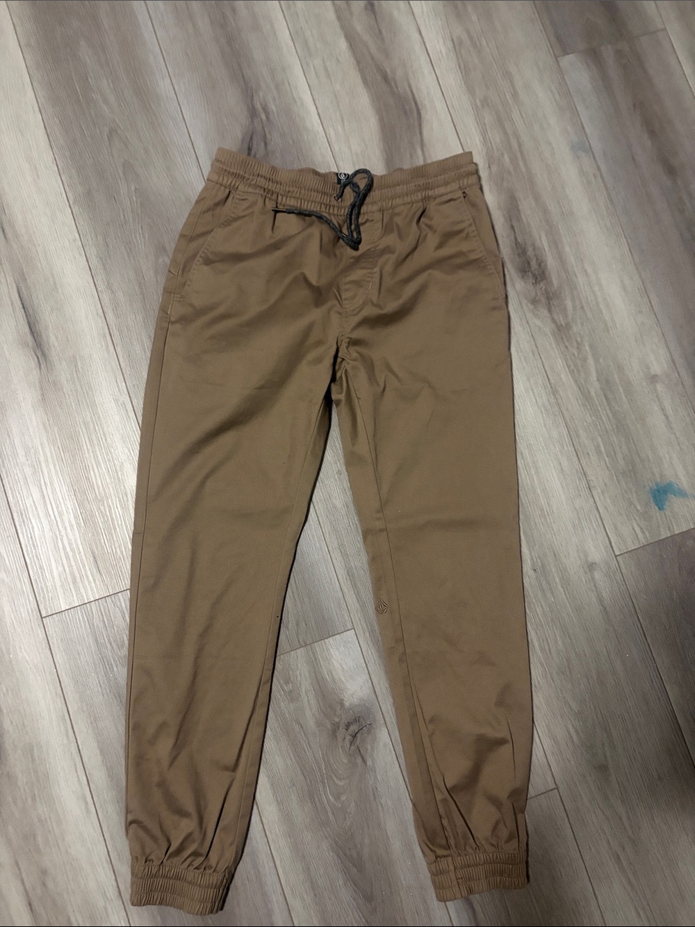 Volcom Men's Tan Brown Jogger Pants with Drawstring Waist